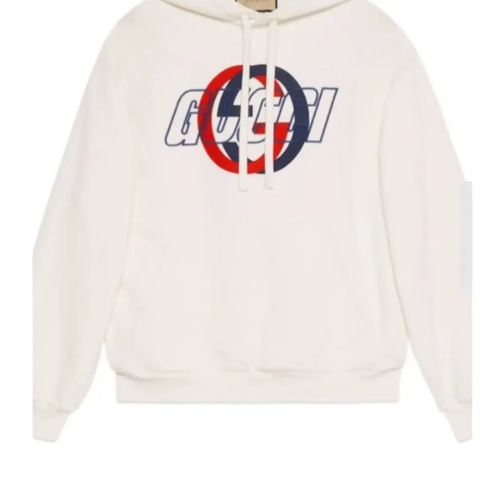 Men's Gucci jersey, cotton hoodie, locking G graphic logo size large made Italy